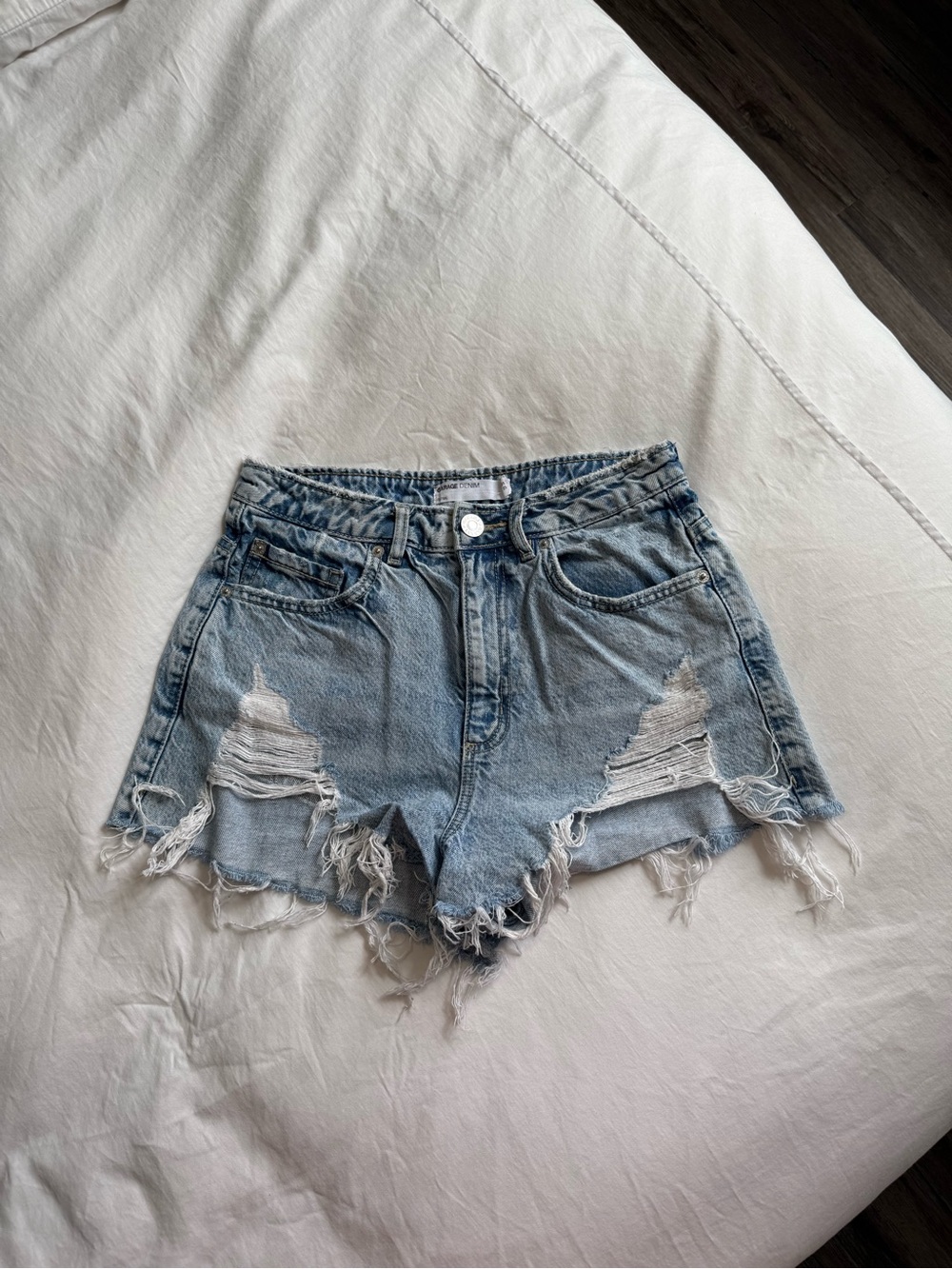 Garage Light Wash Distressed Denim Shorts - Women's Casual Shorts